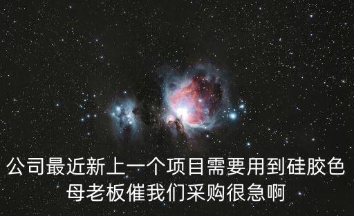 公司最近新上一個項目需要用到硅膠色母老板催我們采購很急啊