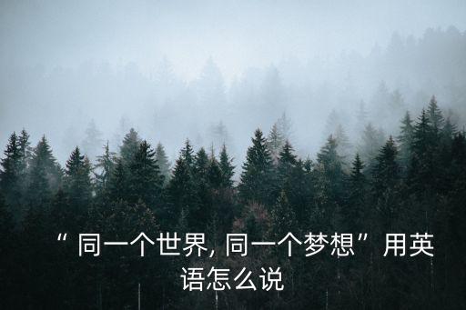 同一個(gè)夢(mèng)想,第一集:同一個(gè)世界不是只有一個(gè)夢(mèng)想世界