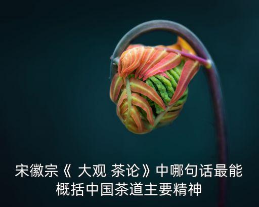 宋徽宗《 大觀 茶論》中哪句話最能概括中國茶道主要精神