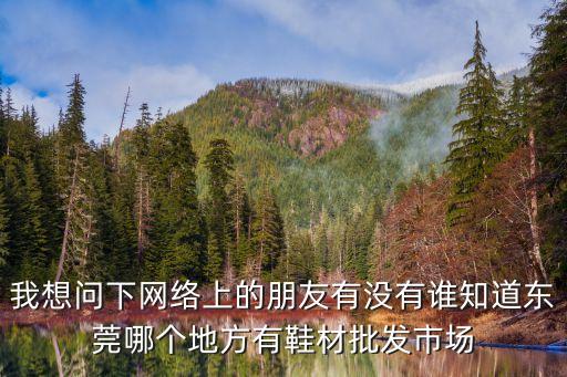 東莞大的鞋材，我想問下網絡上的朋友有沒有誰知道東莞哪個地方有鞋材批發市場