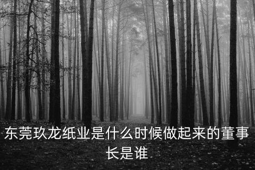 東莞牧特蔣海兵，東莞玖龍紙業是什么時候做起來的董事長是誰