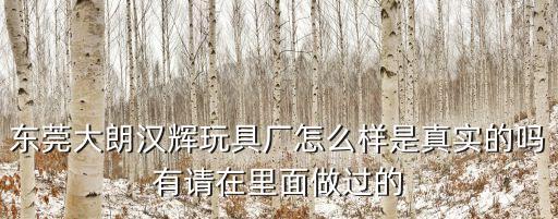 東莞大朗玩具公司，東莞大朗蔡邊漢輝玩具廠 有這個廠嗎待遇怎么樣周邊環境呢累不