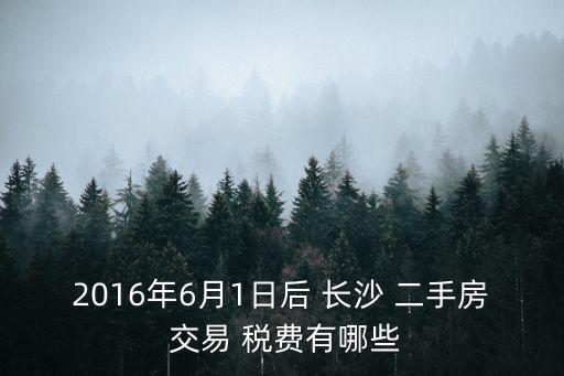 2016年6月1日后 長沙 二手房 交易 稅費有哪些