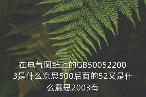 在電氣圖紙上的GB500522003是什么意思500后面的52又是什么意思2003有