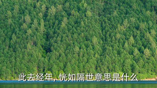 恍如隔世什么意思,三十年是一生?