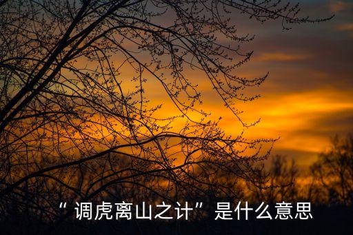“ 調虎離山之計”是什么意思