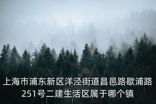 上海市浦東新區(qū)洋涇街道昌邑路歇浦路251號(hào)二建生活區(qū)屬于哪個(gè)鎮(zhèn)