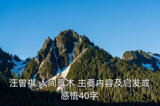 汪曾祺人間草木，汪曾祺的人間草木怎么樣