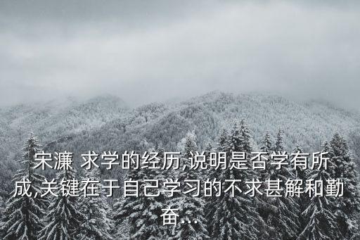  宋濂 求學的經歷,說明是否學有所成,關鍵在于自己學習的不求甚解和勤奮...