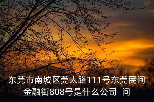 東莞市南城區(qū)莞太路111號東莞民間金融街808號是什么公司  問
