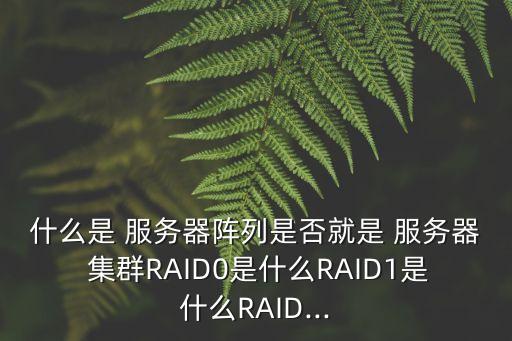 什么是 服務器陣列是否就是 服務器 集群RAID0是什么RAID1是什么RAID...