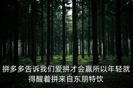 拼多多廣告詞，拼多多告訴我們愛拼才會贏所以年輕就得醒著拼來自東朋特飲