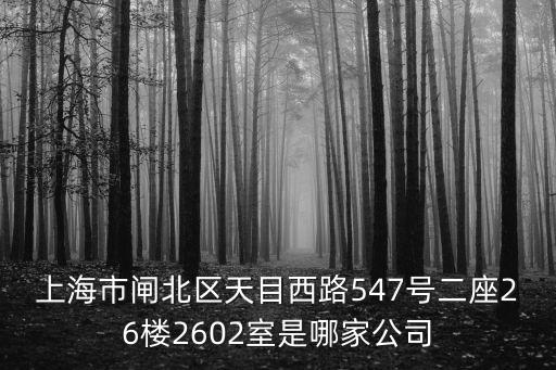 上海市閘北區(qū)天目西路547號二座26樓2602室是哪家公司