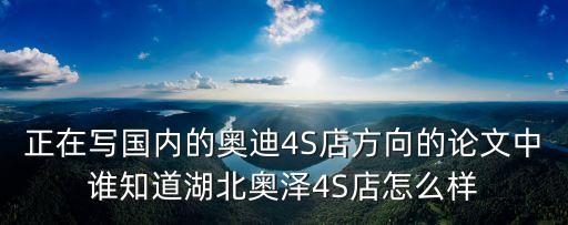 正在寫國內的奧迪4S店方向的論文中誰知道湖北奧澤4S店怎么樣