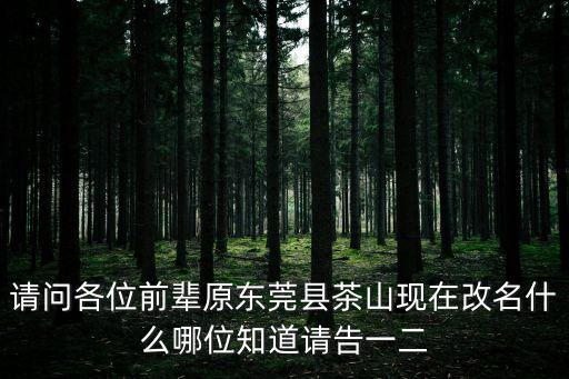 請問各位前輩原東莞縣茶山現在改名什么哪位知道請告一二