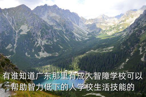 東莞智障人士托養中心，東莞有招外地智障的兒童的特殊學校嗎