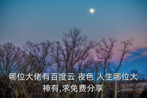 哪位大佬有百度云 夜色 人生哪位大神有,求免費分享