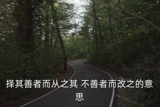 擇其善者而從之其 不善者而改之的意思