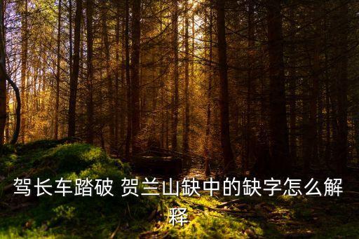 駕長車踏破 賀蘭山缺中的缺字怎么解釋