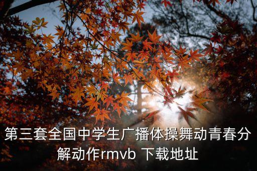 第三套全國中學生廣播體操舞動青春分解動作rmvb 下載地址