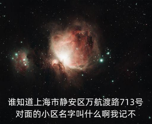 誰知道上海市靜安區(qū)萬航渡路713號對面的小區(qū)名字叫什么啊我記不