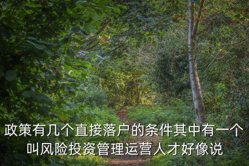 政策有幾個直接落戶的條件其中有一個叫風險投資管理運營人才好像說