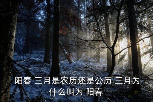  陽(yáng)春 三月是農(nóng)歷還是公歷 三月為什么叫為 陽(yáng)春