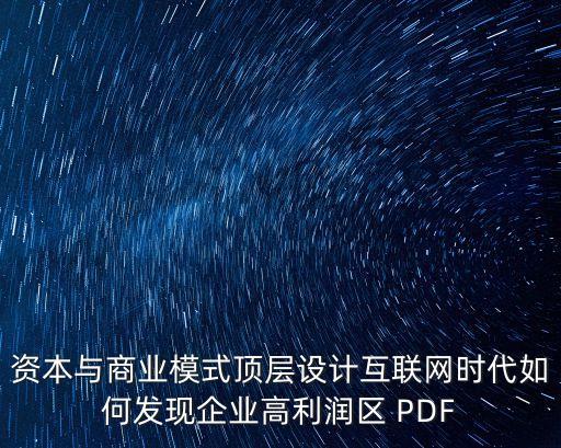 資本與商業模式頂層設計互聯網時代如何發現企業高利潤區 PDF