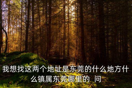 我想找這兩個地址是東莞的什么地方什么鎮屬東莞哪里的  問