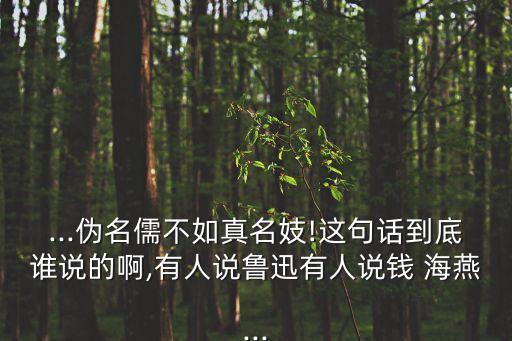 ...偽名儒不如真名妓!這句話到底誰說的啊,有人說魯迅有人說錢 海燕...