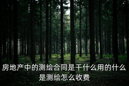 房地產中的測繪合同是干什么用的什么是測繪怎么收費