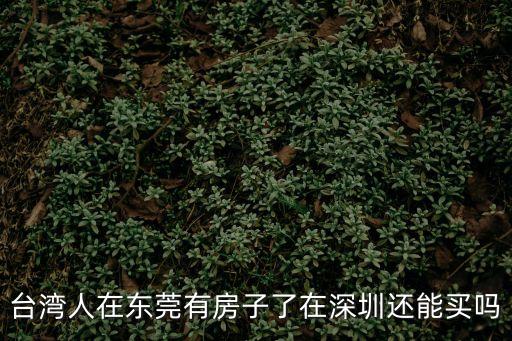 臺灣人在東莞有房子了在深圳還能買嗎