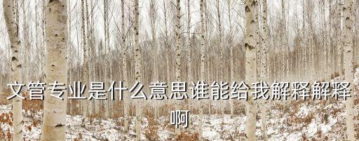 文管專業是什么意思誰能給我解釋解釋啊