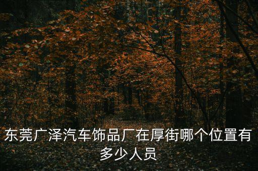 東莞廣澤分廠有多少，廣澤集團