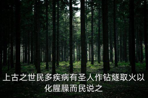 上古之世民多疾病有圣人作鉆燧取火以化腥臊而民說之