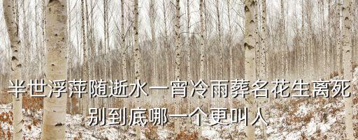 半世浮萍隨逝水一宵冷雨葬名花生離死別到底哪一個更叫人