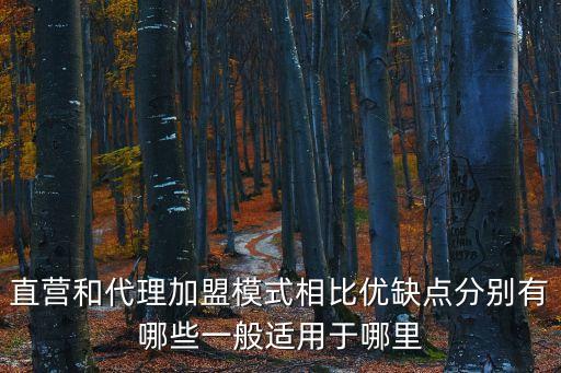 直營和代理加盟模式相比優缺點分別有哪些一般適用于哪里