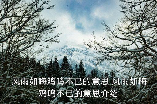  風雨如晦雞鳴不已的意思 風雨如晦雞鳴不已的意思介紹