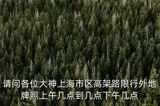進上海市區高架外地車限行時間，請問各位大神上海市區高架路限行外地牌照上午幾點到幾點下午幾點