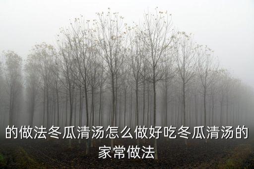 的做法冬瓜清湯怎么做好吃冬瓜清湯的家常做法