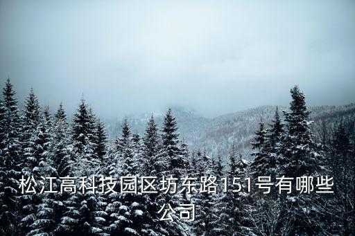 松江高科技園區坊東路151號有哪些公司