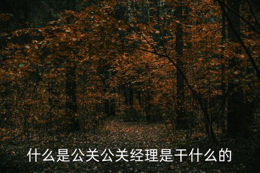 什么是公關公關經理是干什么的
