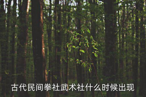 古代民間拳社武術(shù)社什么時候出現(xiàn)