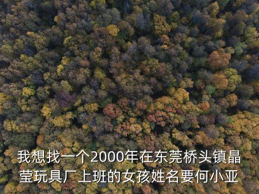 東莞橋頭鎮的姓氏，我想找一個2000年在東莞橋頭鎮晶瑩玩具廠上班的女孩姓名要何小亞