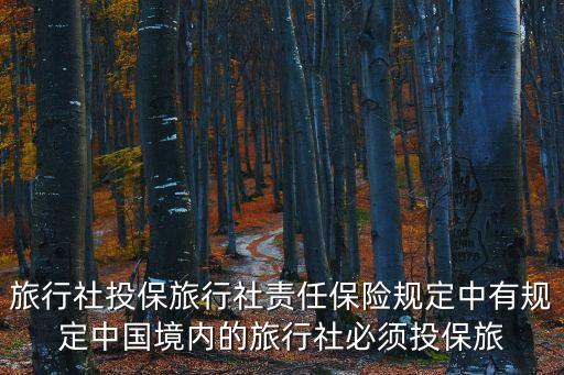 旅行社投保旅行社責任保險規定中有規定中國境內的旅行社必須投保旅