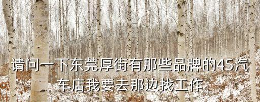請(qǐng)問一下東莞厚街有那些品牌的4S汽車店我要去那邊找工作