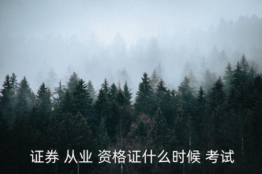  證券 從業 資格證什么時候 考試