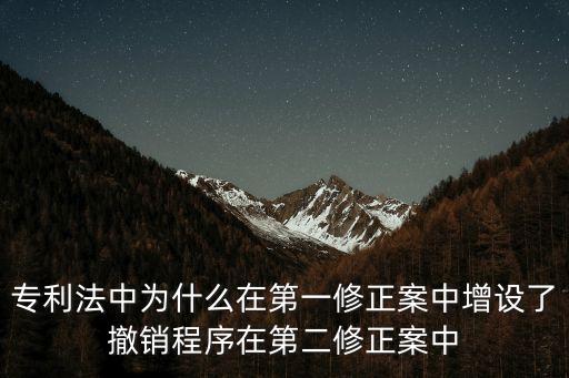 專利法中為什么在第一修正案中增設了撤銷程序在第二修正案中