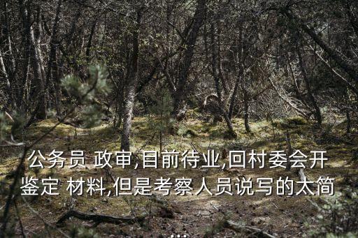 公務員 政審,目前待業,回村委會開鑒定 材料,但是考察人員說寫的太簡...