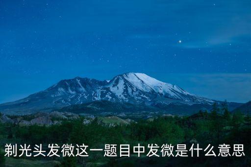 剃光頭發微，剃光頭發微這一題目中發微是什么意思